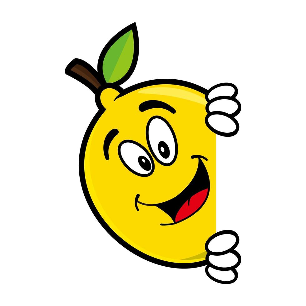 leende citron tecknad maskot karaktär. vektor illustration isolerad på vit bakgrund