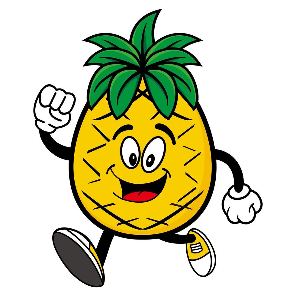 lächelnde ananas-zeichentrickfigur. Vektor-Illustration isoliert auf weißem Hintergrund vektor