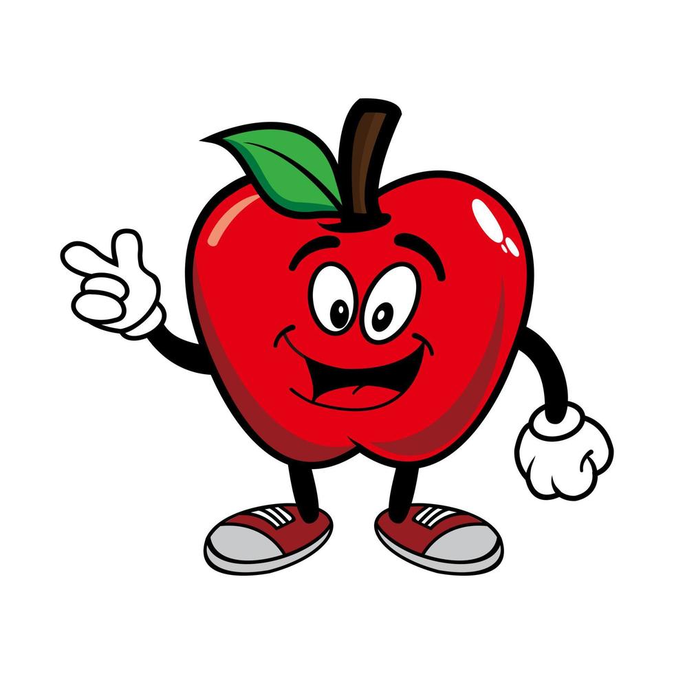 leende äpple tecknad maskot karaktär. vektor illustration isolerad på vit bakgrund