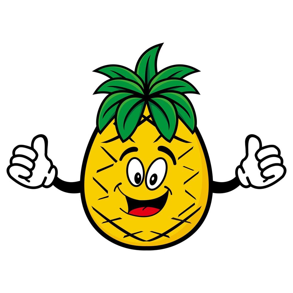 leende ananas seriefigur. vektor illustration isolerad på vit bakgrund