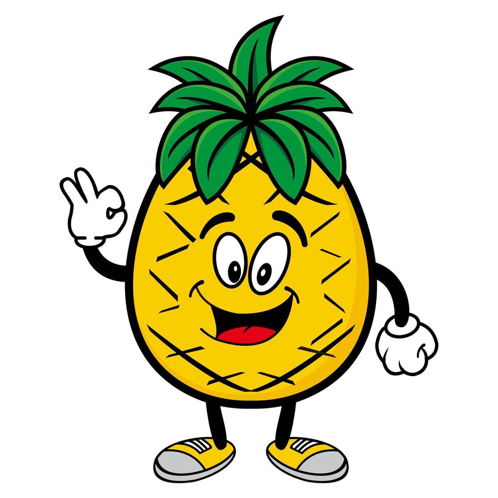 set sammlung von niedlichen ananas-maskottchen-design-charakter. isoliert auf weißem Hintergrund. niedliches charakter-maskottchen-logo-ideenbündelkonzept vektor