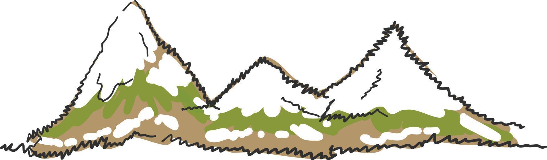 gekritzelt alpen berg winter nahtlose berge waldland illustration schweizer berge alpen vektor