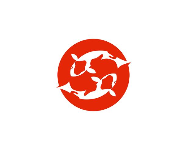 Koi-Fisch-Logo und Symbole vector Schablonenikonen