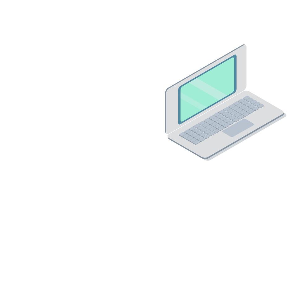 der laptop ist im isometrischen stil. Laptop-Bildschirmvorlage isoliert auf weißem Hintergrund. vektor
