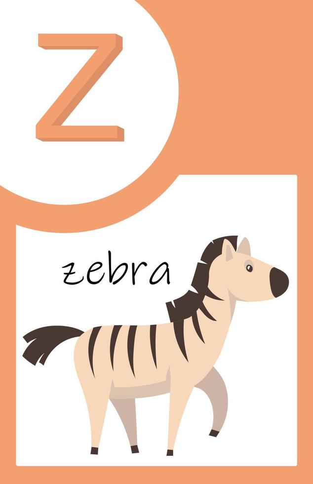 flashkort djur alfabetet z vektor