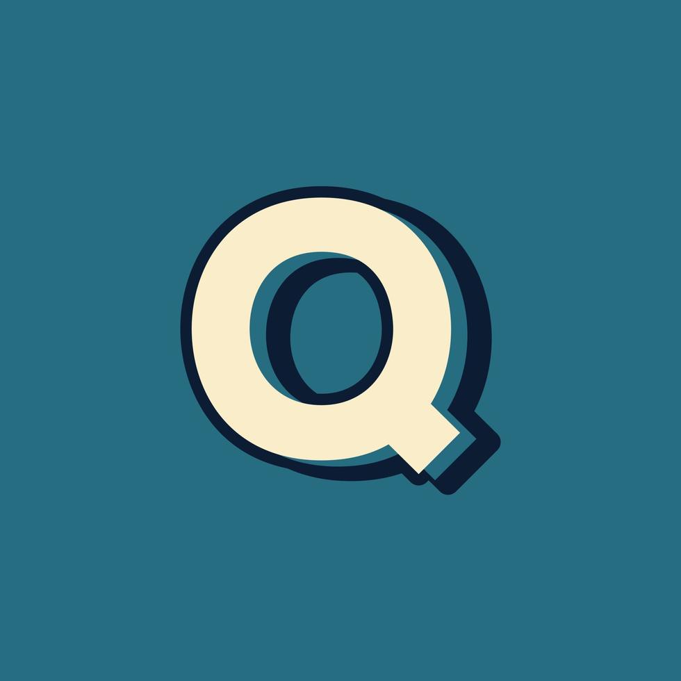 vintage retrostil alfabetet bokstaven q logotyp vektor med versaler teckensnitt mall element