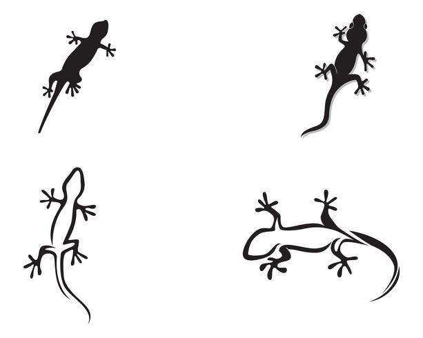 Schwarzes Vektorschwarzes des Eidechsen-Chamäleon-Gecko-Schattenbildes vektor
