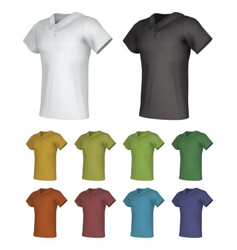 Einfacher männlicher Polo-Shirt-Schablonensatz. vektor