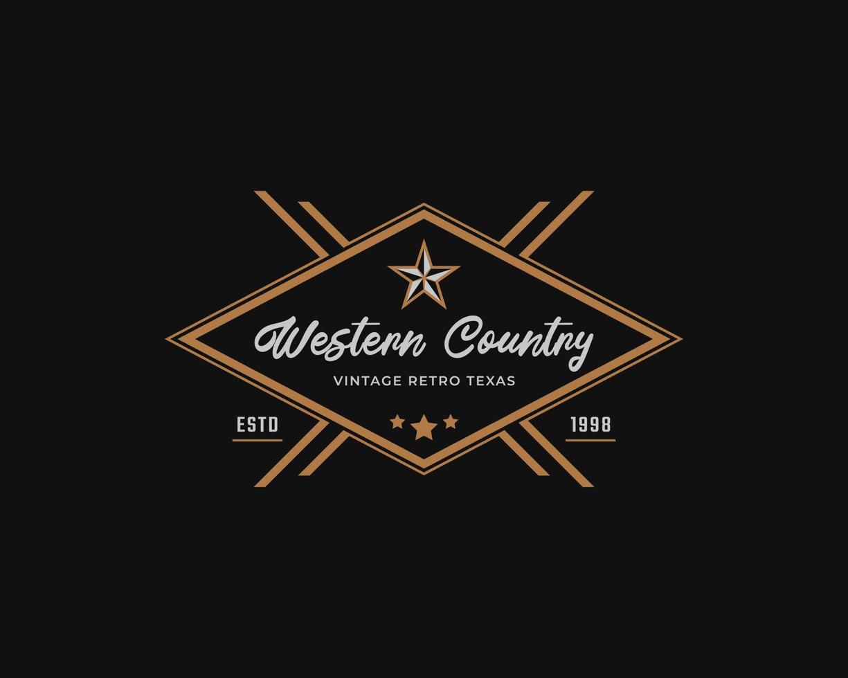 klassisk vintage retro etikett märke för western country texas logotyp design inspiration vektor