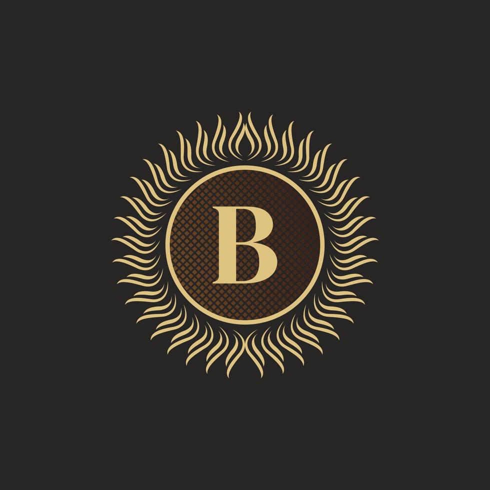 emblem bokstaven b guld monogram design. lyx volumetrisk logotyp mall. 3d linje prydnad för affärsskylt, märke, vapen, etikett, boutiquemärke, hotell, restaurang, heraldiskt. vektor illustration