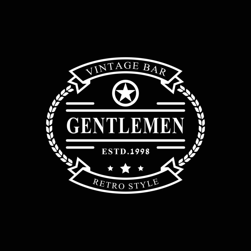 Vintage-Retro-Abzeichen für Gentleman-Stoffbekleidungs-Logo-Design-Symbol vektor