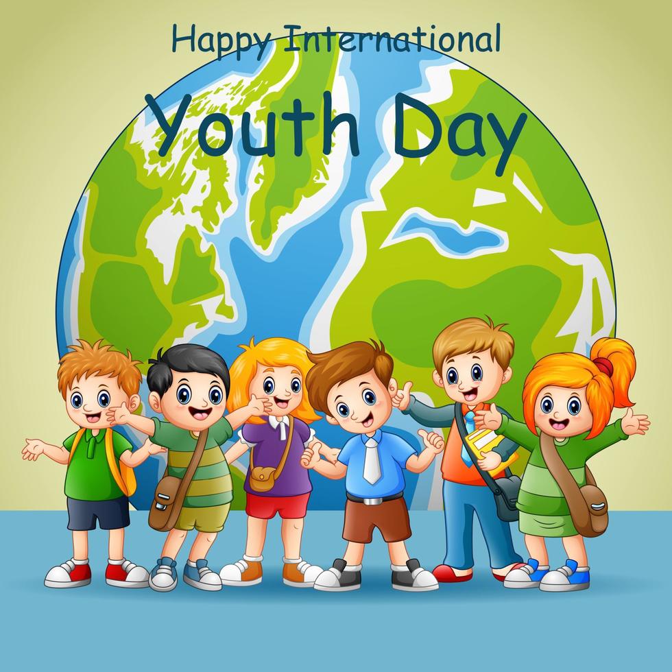 glad internationell ungdomsdag med glad student stående vektor