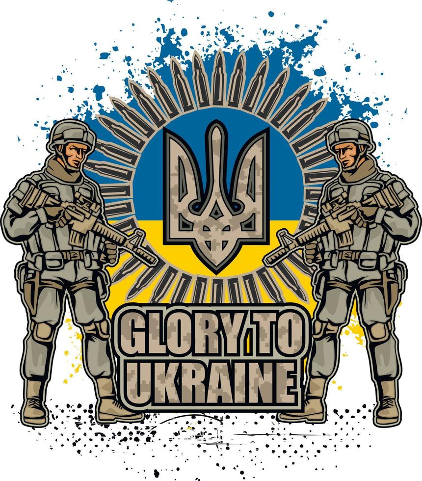 Zeichen der ukrainischen Armee, Grunge-Vintage-Design-T-Shirts vektor