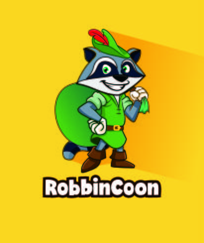 Raccoon cartoon Karaktär mascot logo Designs vektor