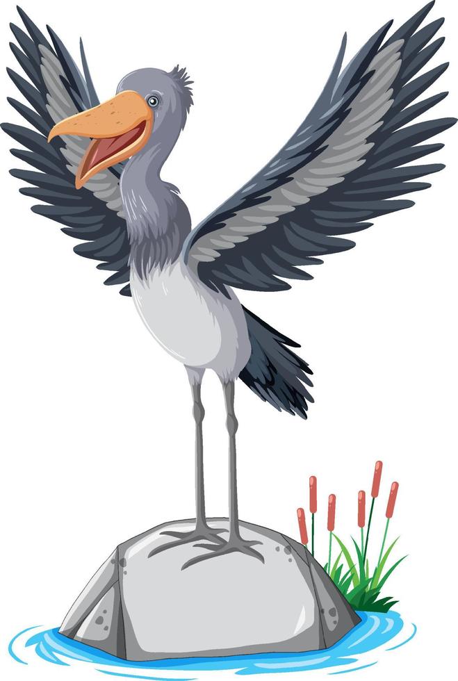 shoebill stork stående på sten vektor