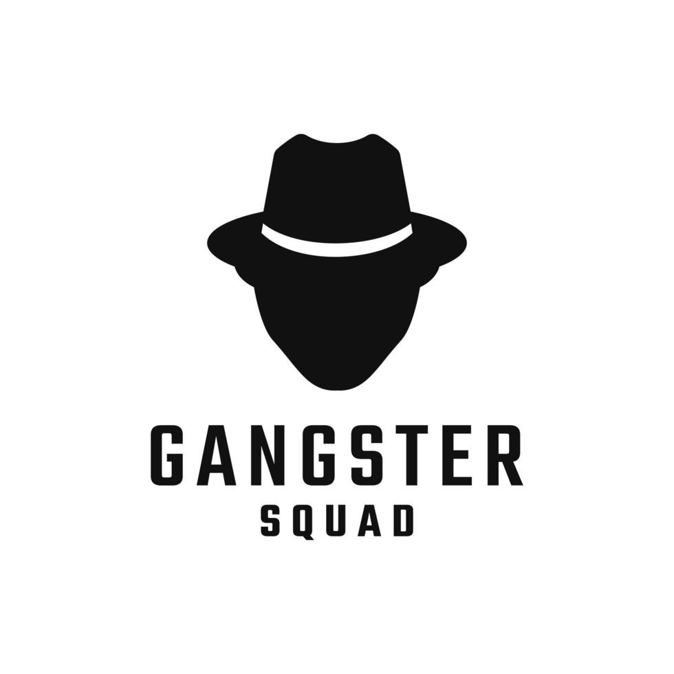 emblem etikett märke för gangsters siluett logotyp i svart och vit färg vektor design inspiration