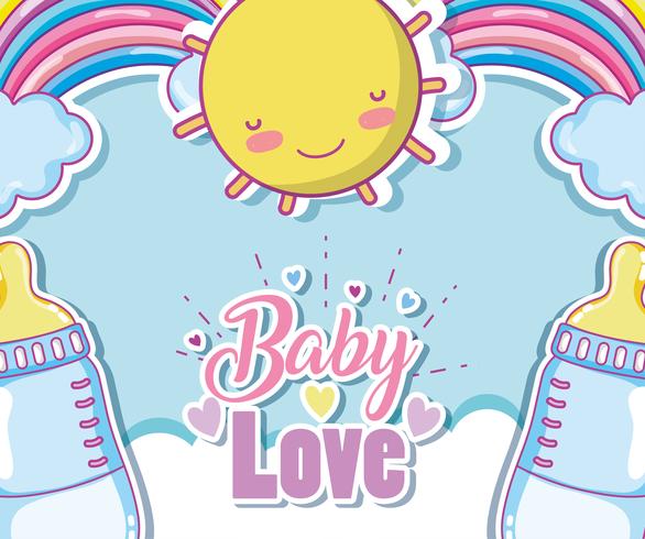 Baby kärlekskort med söta teckningar vektor