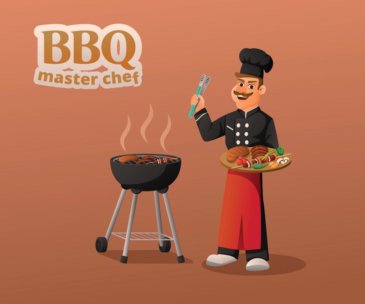 meisterkoch bbq cartoon komposition vektor