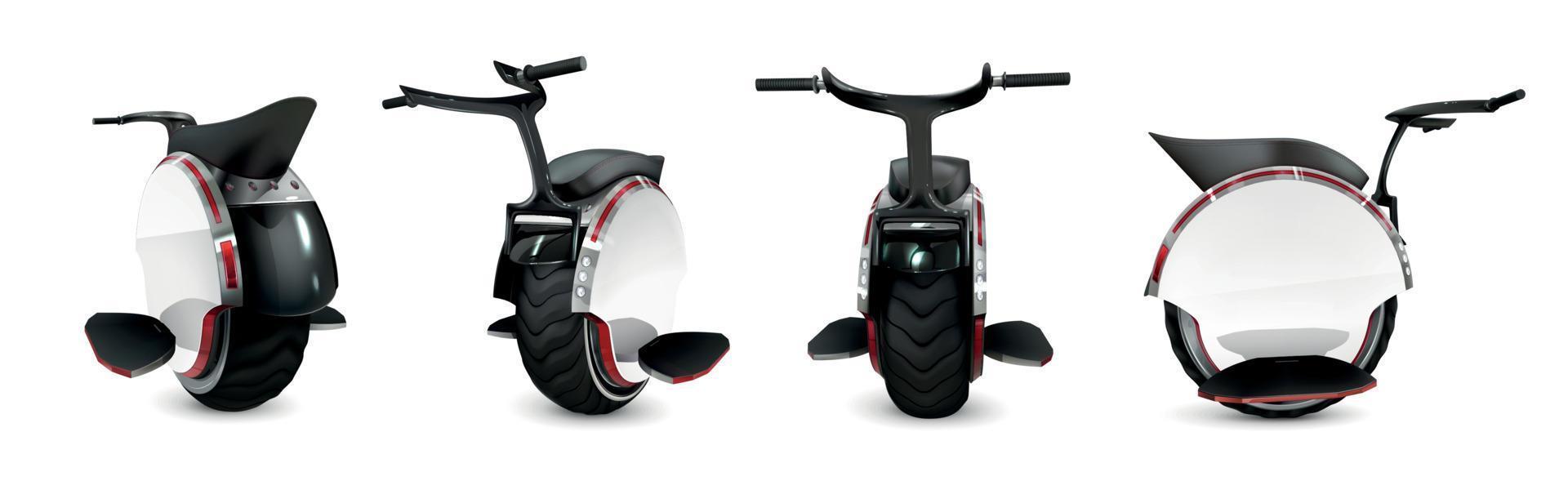 realistisches monowheel-symbolset vektor