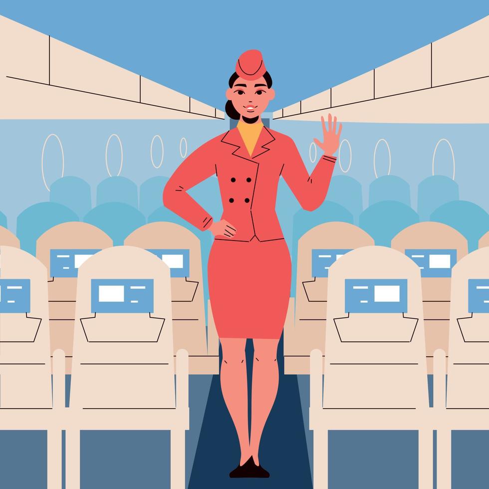 flache vektorillustration der stewardess vektor