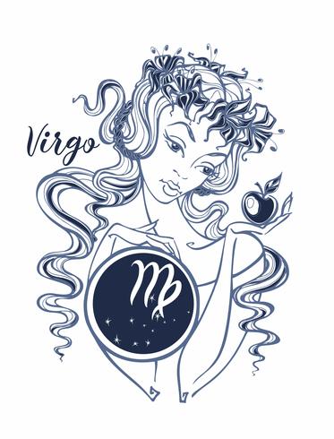 Zodiac sign Virgo en vacker tjej. Horoskop. Astrologi. Vektor. vektor