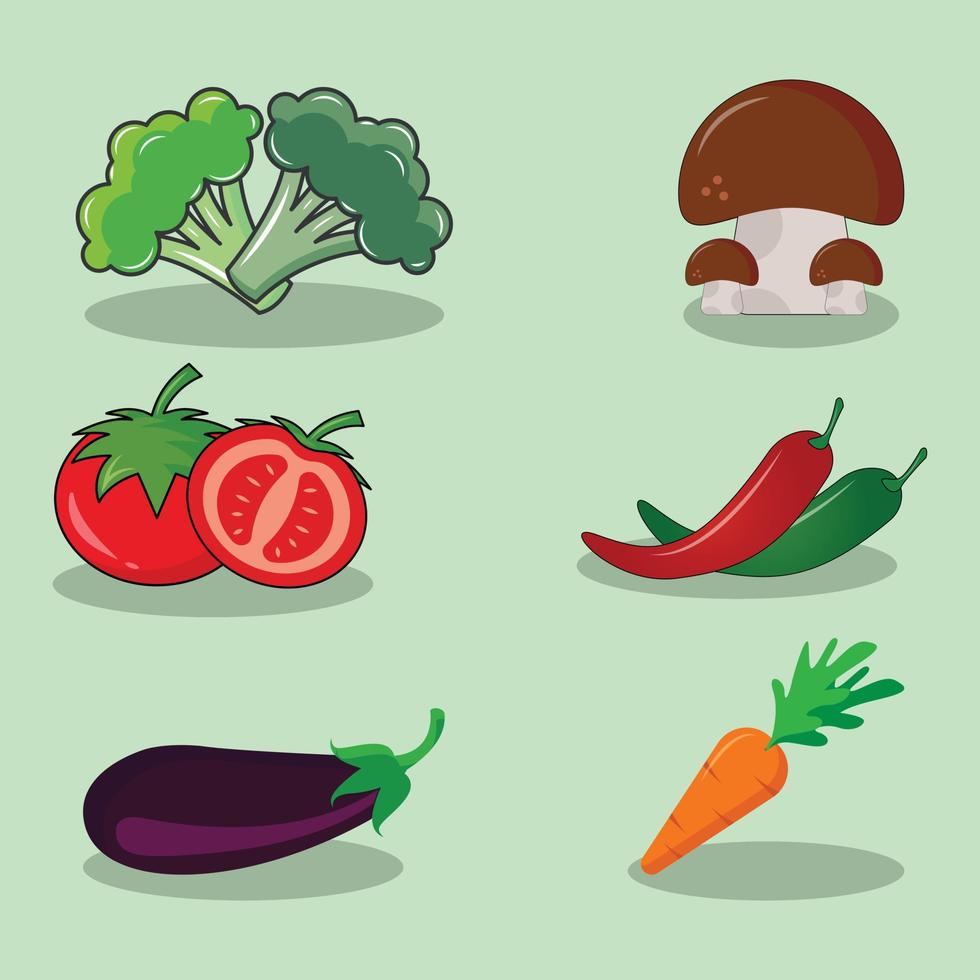 Illustrationsvektorgrafik der Sammlung von Gemüse, geeignet für Design mit Gemüsemotiven vektor