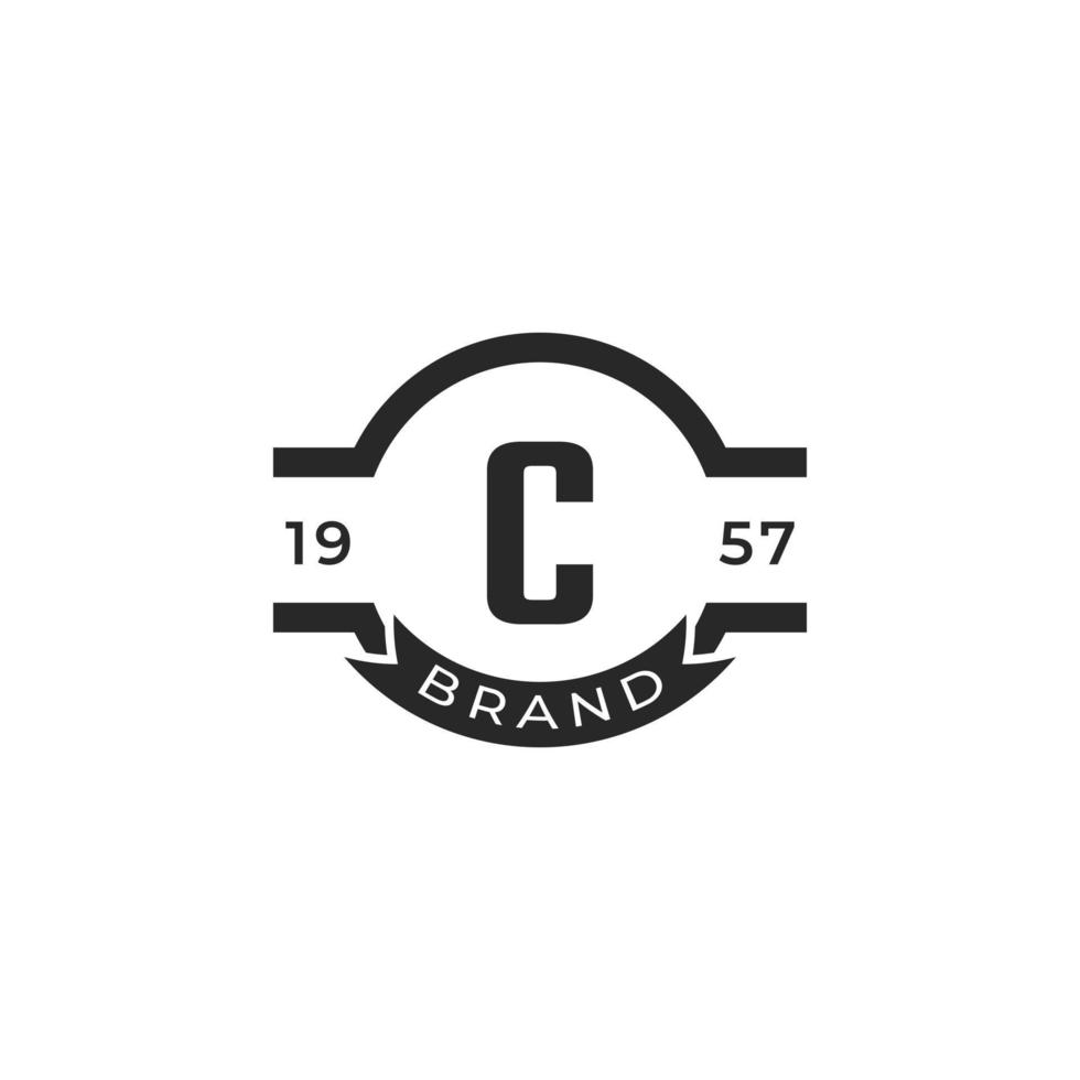 vintage insignier bokstav c logotyp designmallelement. lämplig för identitet, etikett, märke, café, hotellikon vektor
