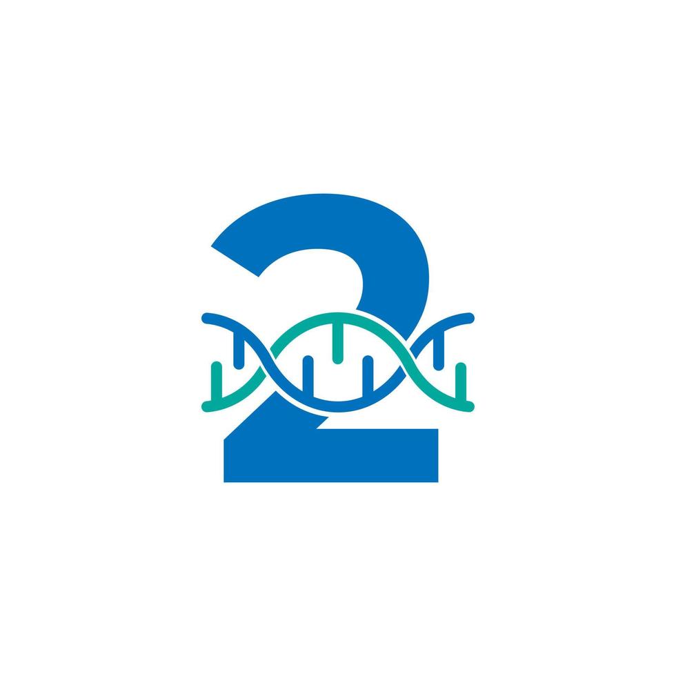 nummer 2 genetiska dna ikon logotyp designmall element. biologisk illustration vektor