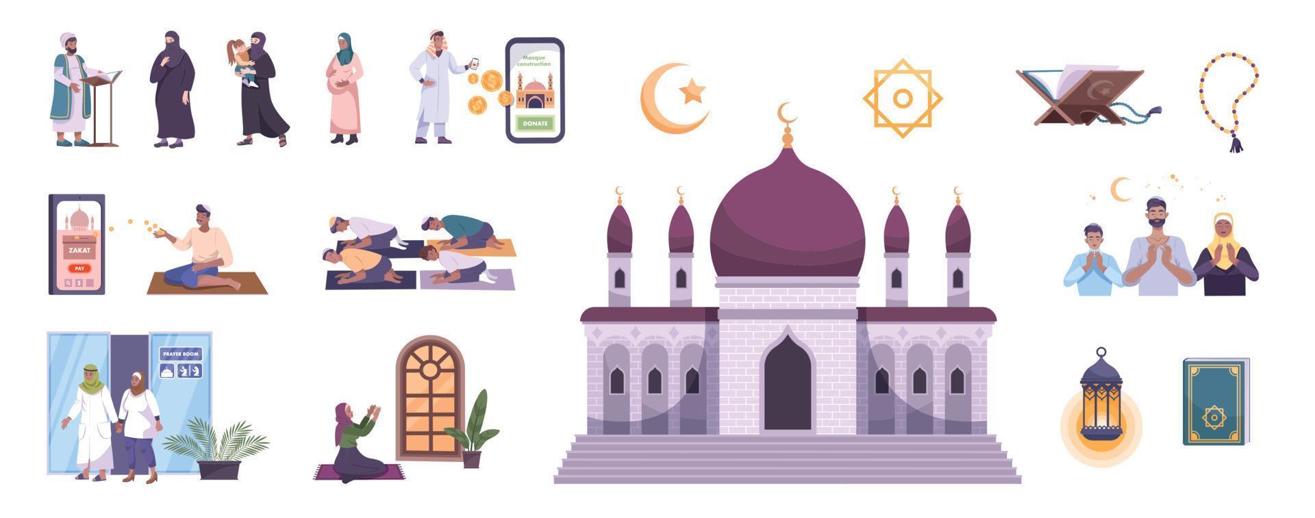 modern islam ikoner samling vektor