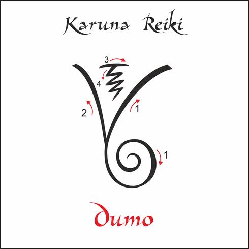 Karuna Reiki. Energieheilung. Alternative Medizin. Dumo-Symbol. Spirituelle Praxis. Esoterisch. Vektor