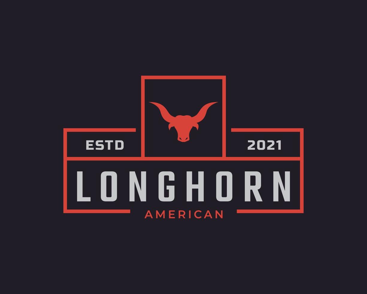 klassisches Vintage-Retro-Label-Abzeichen für Texas Longhorn Western Bull Head Family Country Farm Logo Design-Inspiration vektor