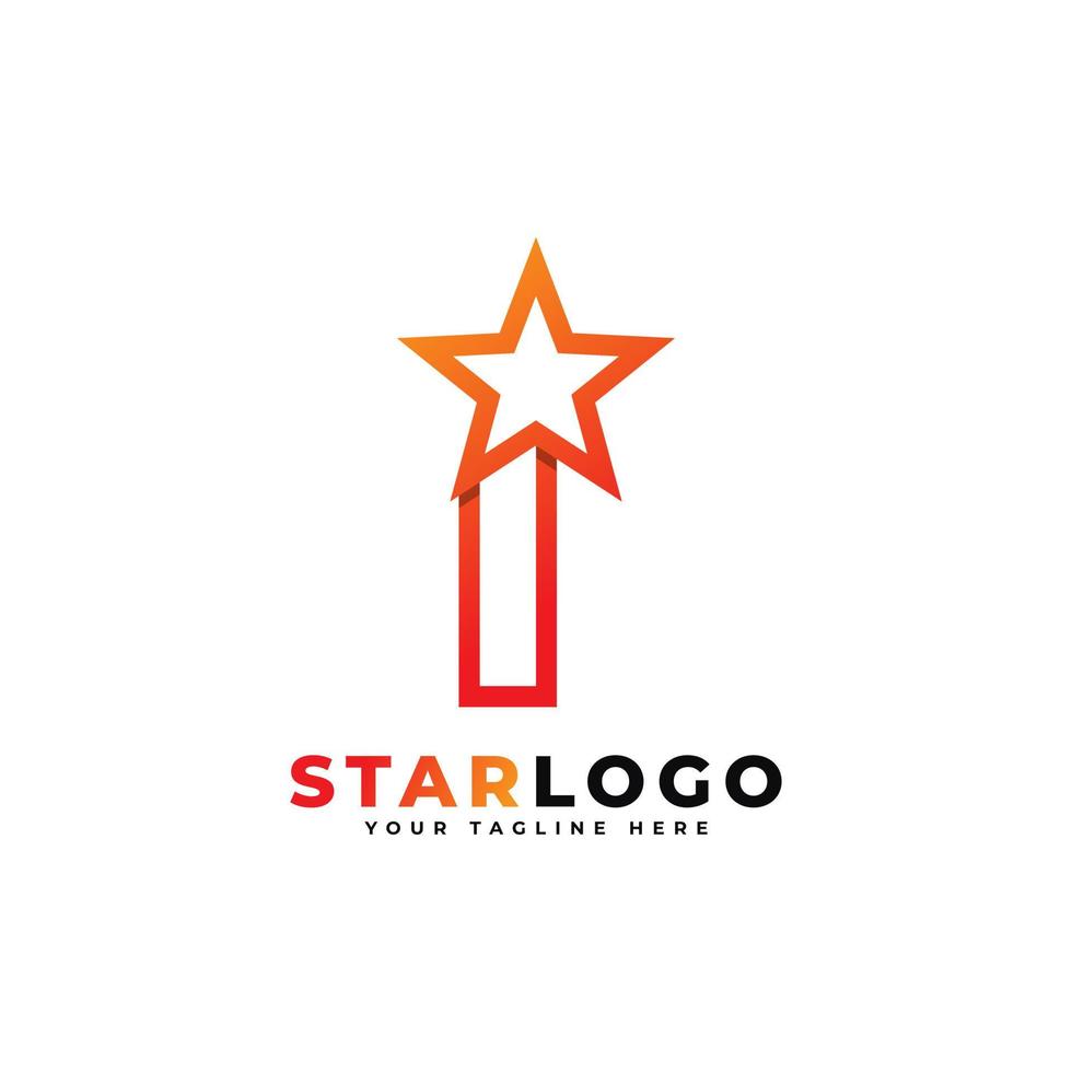 bokstaven i stjärna logotyp linjär stil, orange färg. användbar för vinnare, pris och premiumlogotyper. vektor