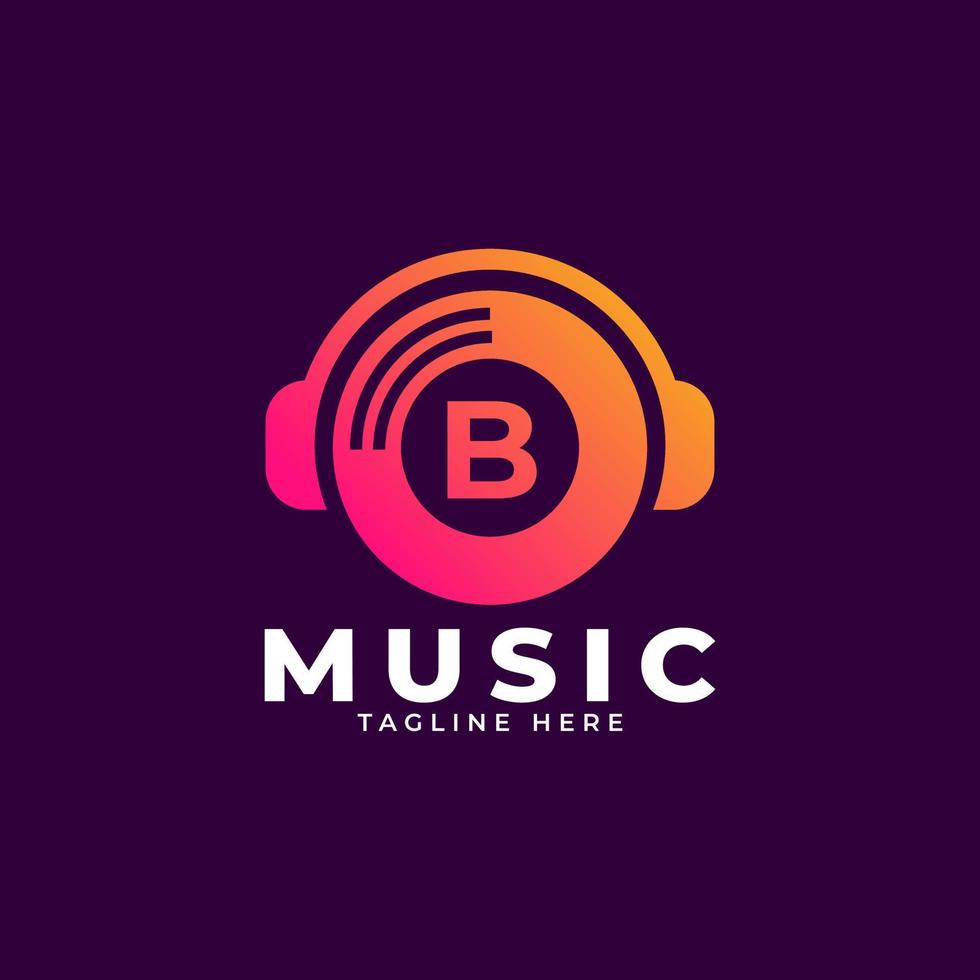 Musik-Logo-Symbol. anfangsbuchstabe b musik logo design template element. vektor