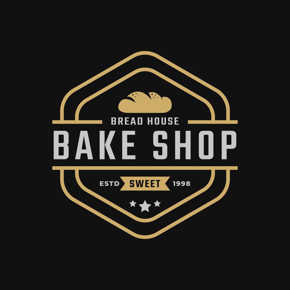 klassisk vintage retro etikett märke emblem bröd bageri bakeri butik etikett klistermärke logo design inspiration vektor