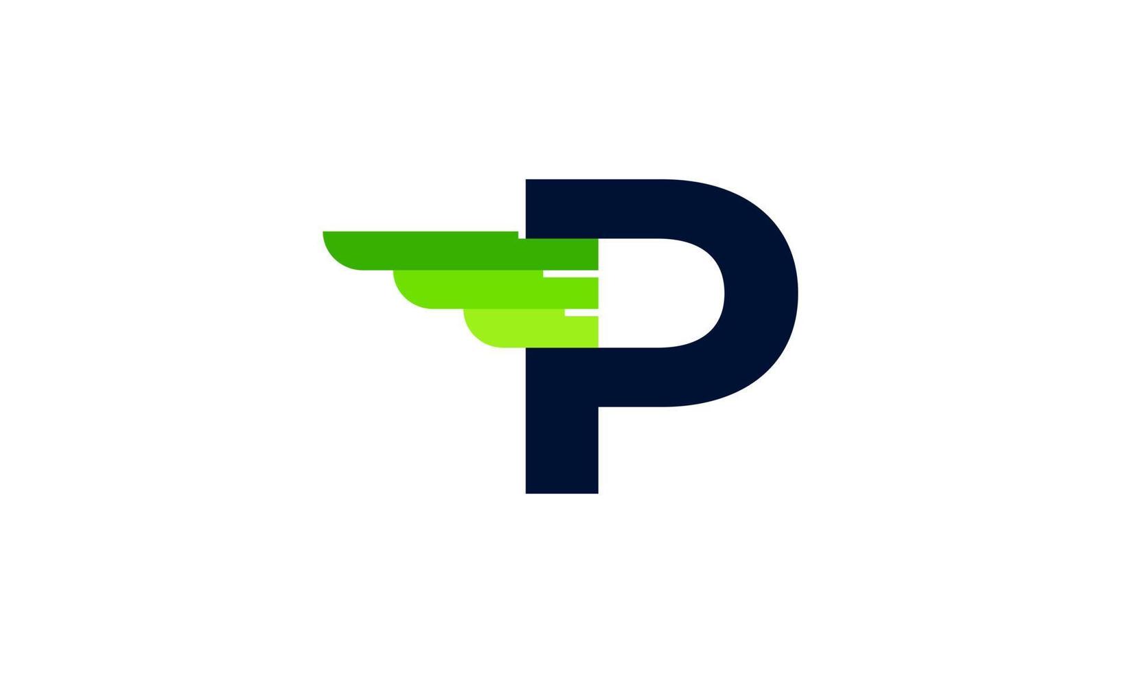 abstrakt initial bokstav p vinge och remsa monogram logotyp. användbar för företags- och varumärkeslogotyper. vektor