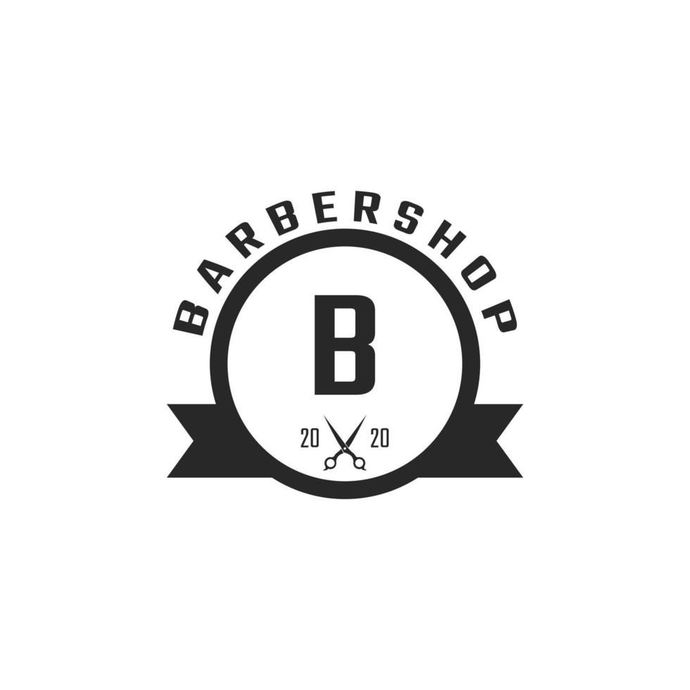 buchstabe b vintage friseurladen-abzeichen und logo-design-inspiration vektor