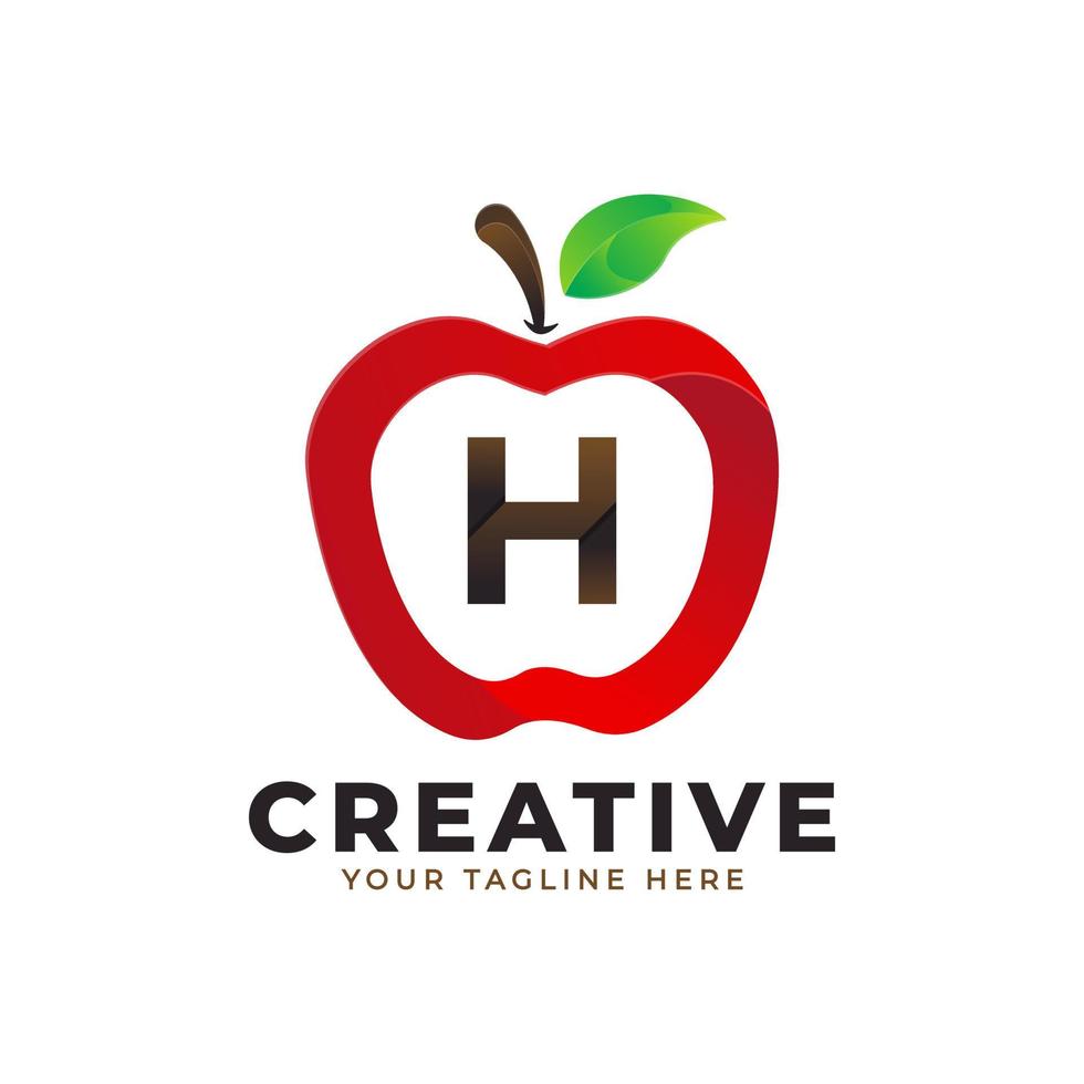 buchstabe h logo in frischer apfelfrucht mit modernem stil. Markenidentitätslogos entwerfen Vektorillustrationsschablone vektor