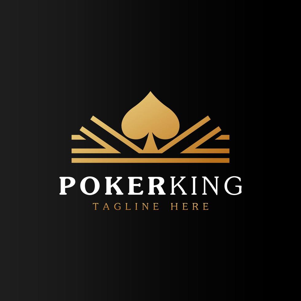 symbol för pokerriket. gyllene kungen och spader ess för inspiration till pokerlogotypdesign vektor