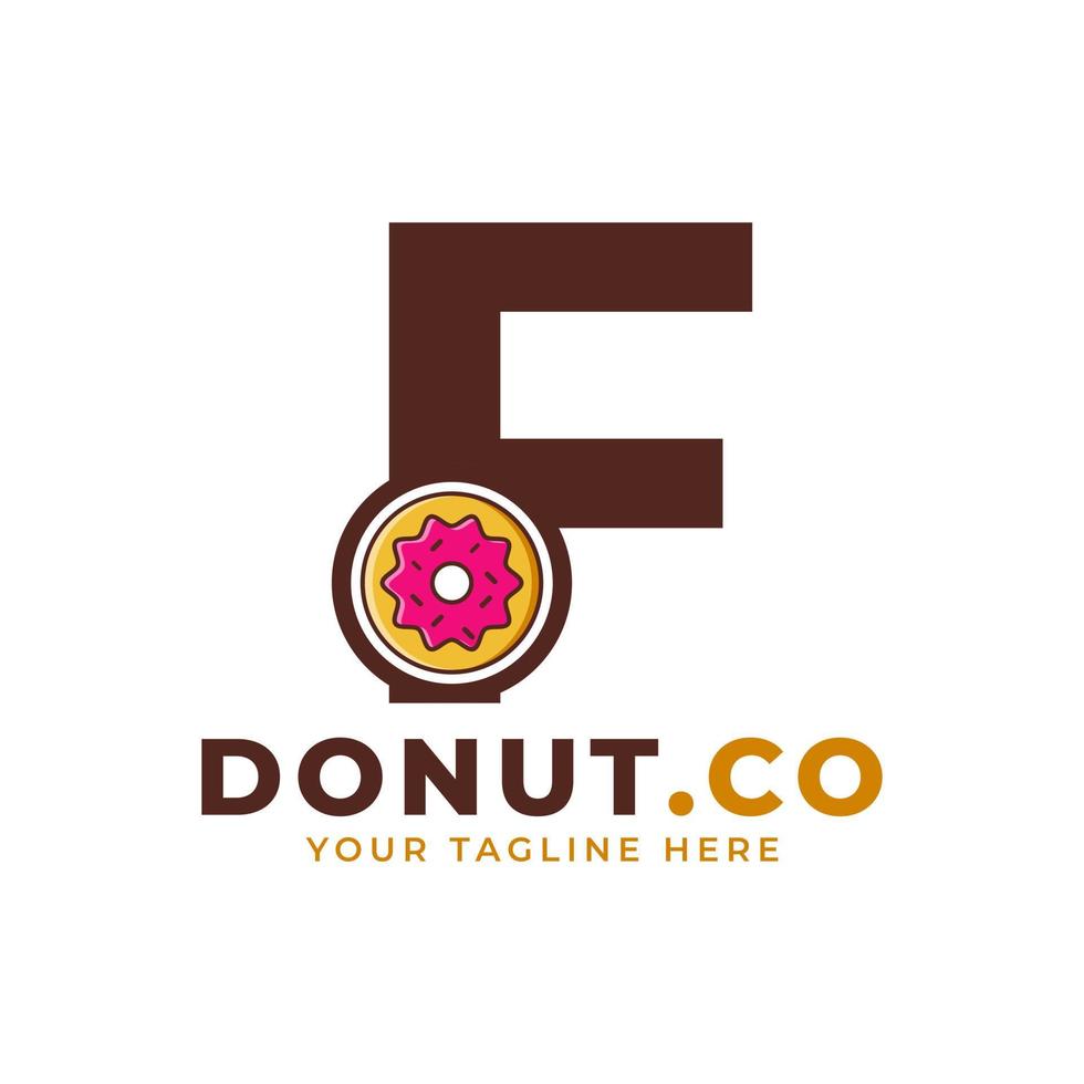 Anfangsbuchstabe f süßes Donut-Logo-Design. Logo für Cafés, Restaurants, Cafés, Catering. vektor