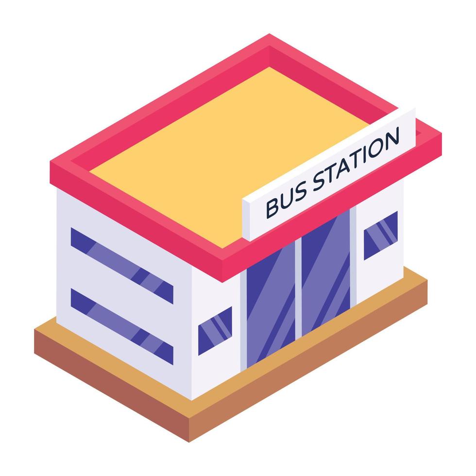 busstationen isometrisk trendig ikon vektor