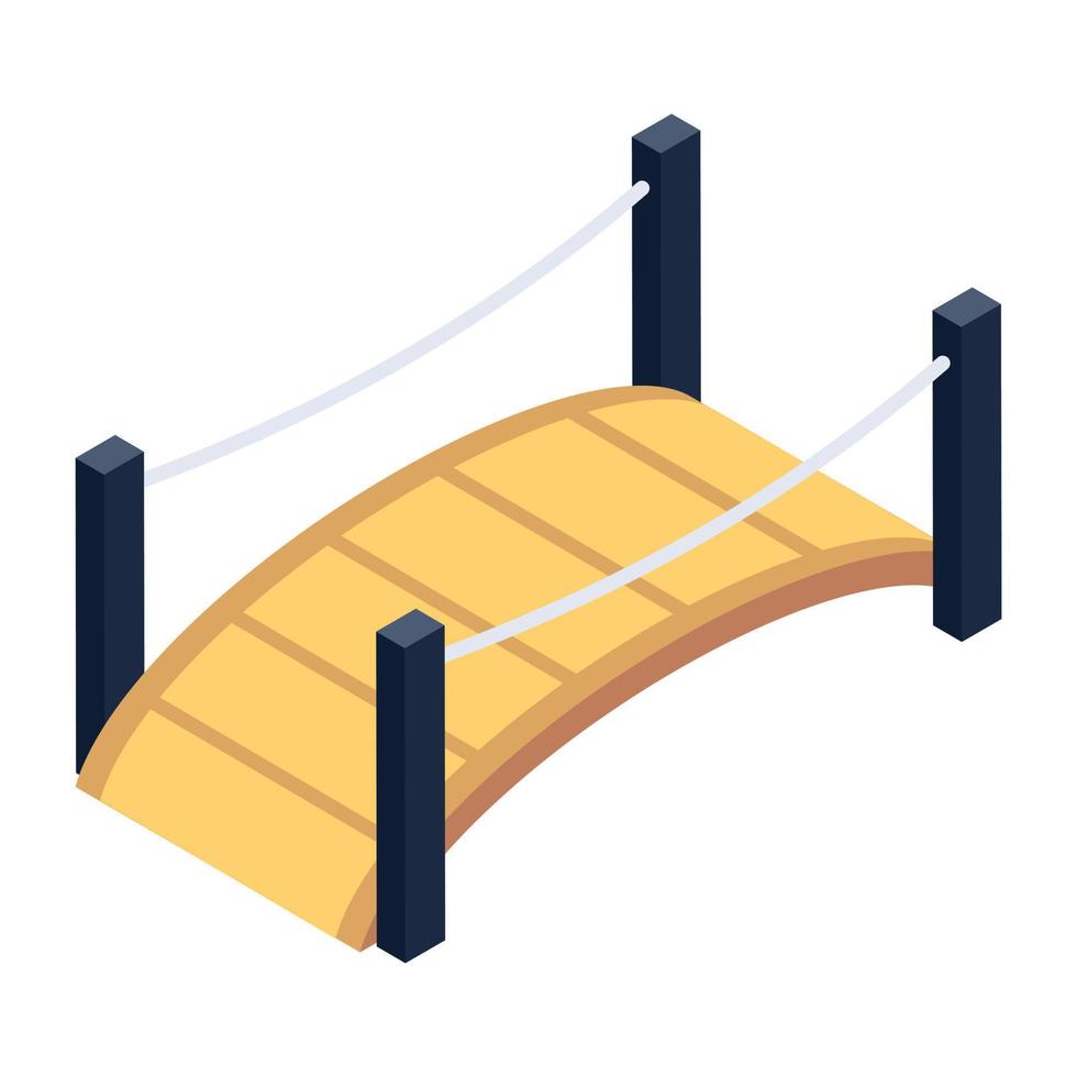 Teichbrücke in isometrischem, trendigem, editierbarem Symbol vektor