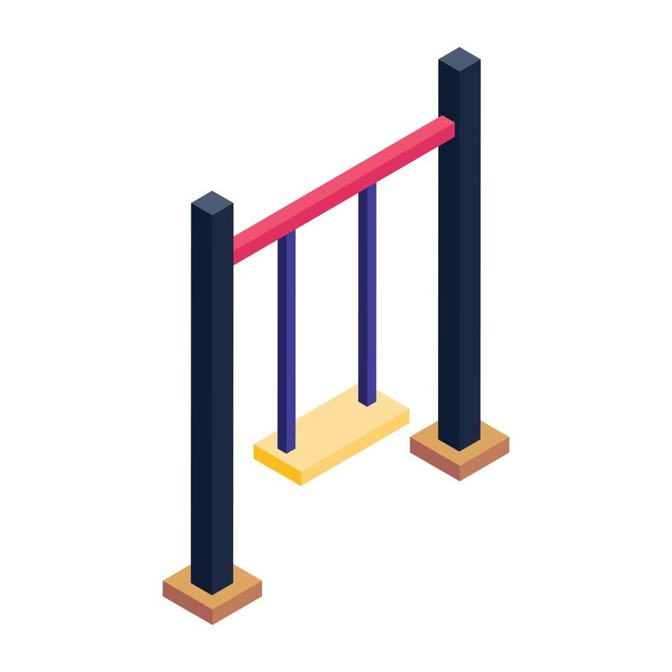 trädgårdsgunga i trendig isometrisk stilikon vektor