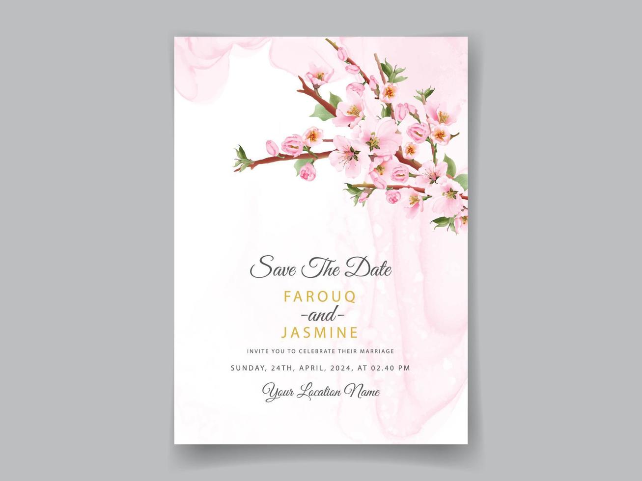 rosa Kirschblüten-Hochzeitseinladungen vektor