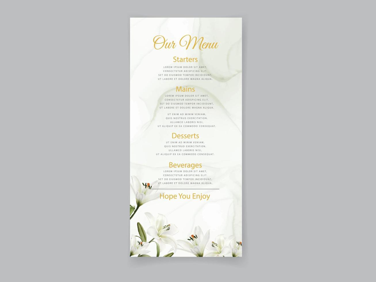 vit lilja bröllop inbjudningskort set vektor