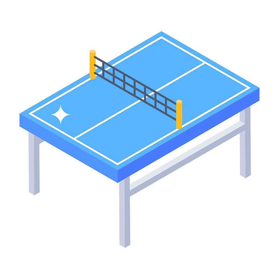 Ping-Pong-Spieltisch, isometrische Ikone des Tischtennis vektor