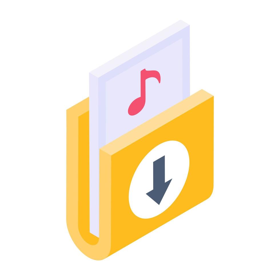 filmapp med musiknot och nedåtpil som visar ikonen för nedladdning av musik vektor