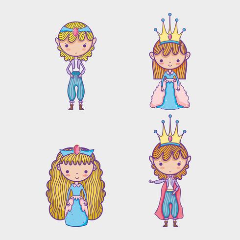 Prinsessan och prinsessans tecknade man med solglasögon och dollar symbol inom chattbubblan vektor
