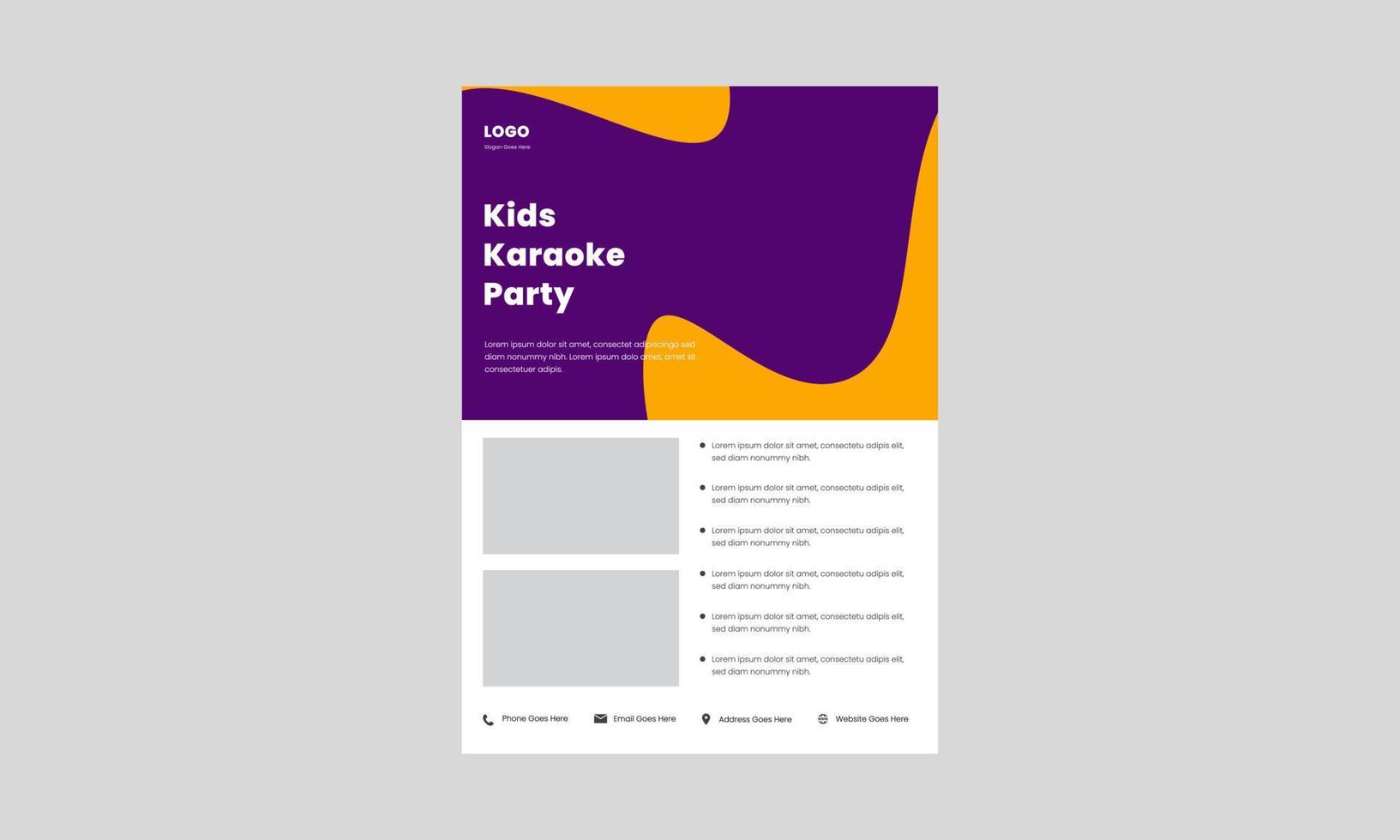 flyer für kindermusikunterricht, plakatvorlage. Kinder-Karaoke-Party-Poster-Design. Online-Flyer-Designvorlage für Kindermusikunterricht. vektor