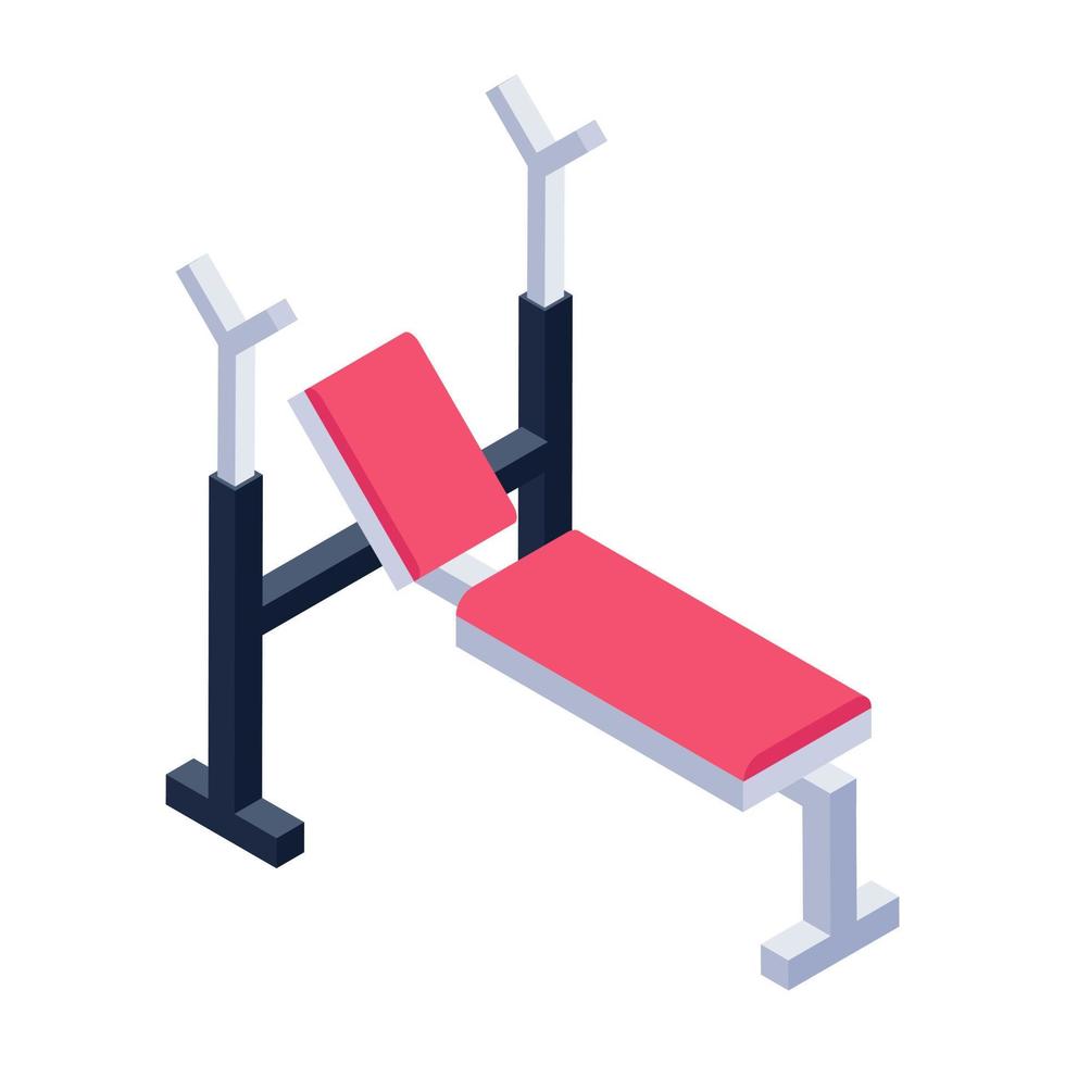 bänkpress ikonen för isometrisk stil, gym utrustning vektor