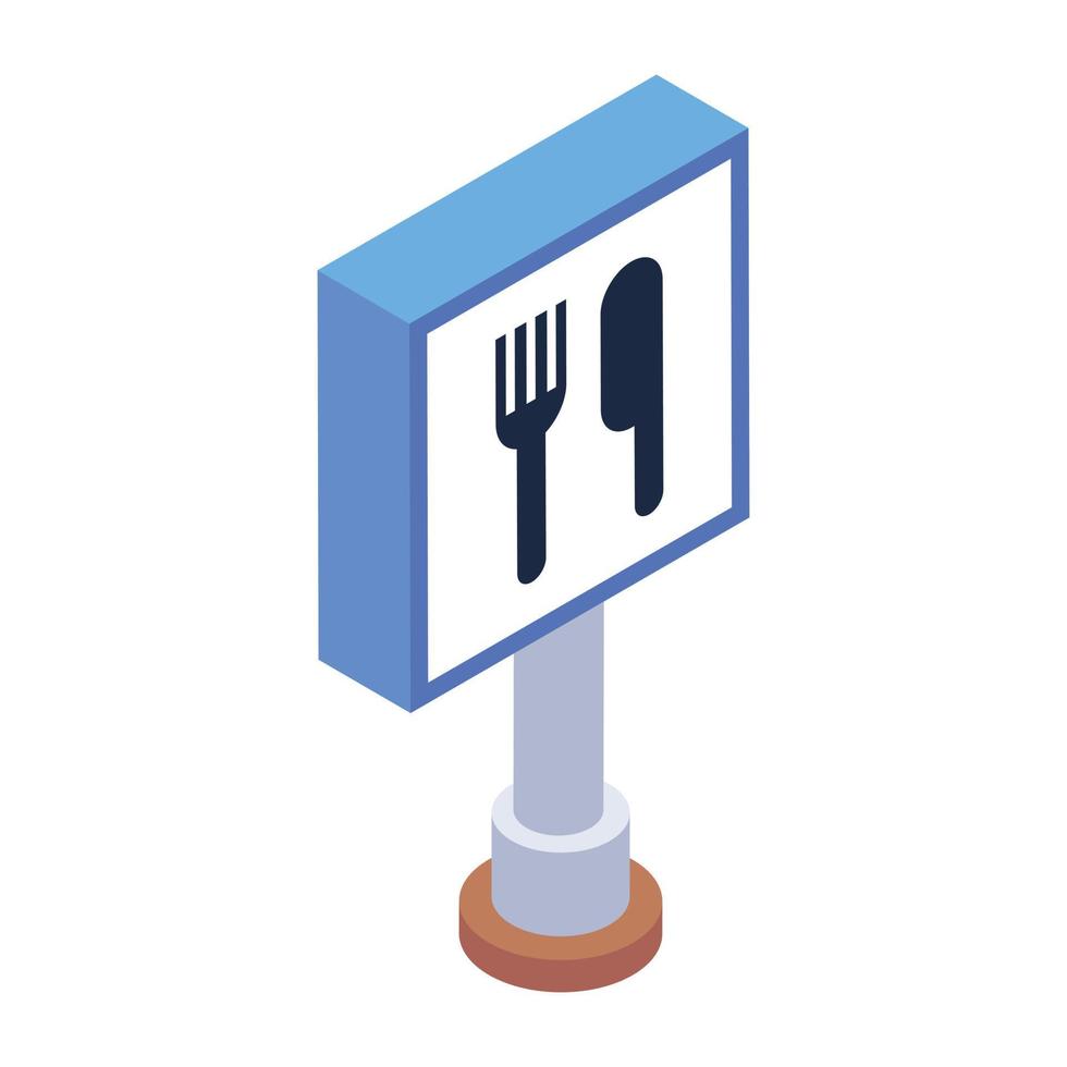 trendig isometrisk stil ikon restaurang skylt styrelse vektor